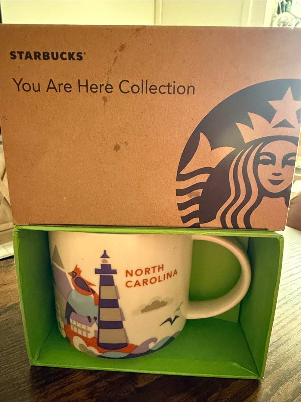 Starbucks White & Green North Carolina You Are Here Mug